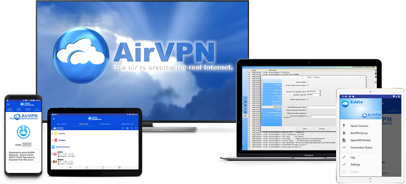 Small assortment of technological devices compatible with AirVPN.